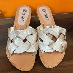 NEW TISSINI Woven Cream Sandals